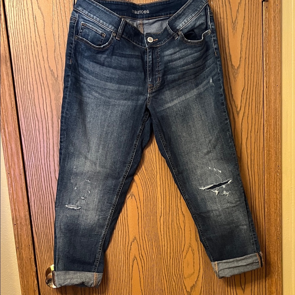 Maurices Dark Blue Distressed Jeans